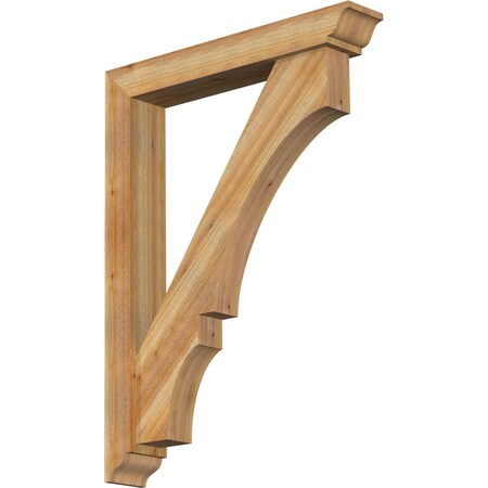 Ekena Millwork Balboa Traditional Rough Sawn Bracket w/ Offset Brace, Western Red Cedar, 6"W x 36"D x 48"H BKT0604X36X48BOA01RWR
